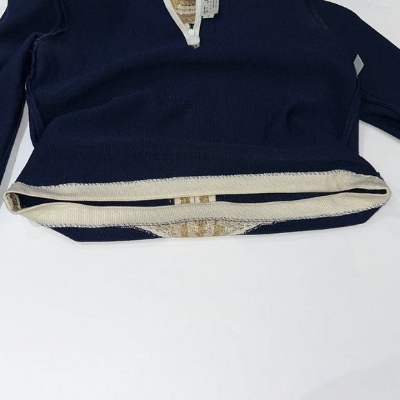 St John Evening Blue And Metallic Gold Embroidered Knit Sweater - Picture 6 of 16